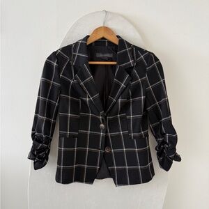 Black Checkered / Plaid Women's Blazer